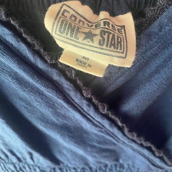 Converse One Star Navy Blue ruffle eyelet cotton sundress mini dress M Y2K boho - Picture 4 of 11